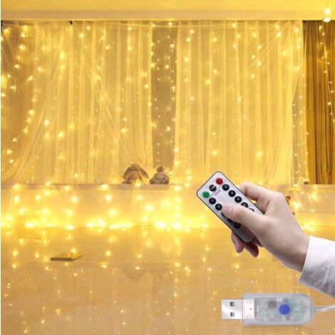 Guirlande lumineuse Led 3M avec télécommande, rideau USB, guirlande  lumineuse pour fête de mariage, fenêtre de noël, maison, cadeau pour  enfants