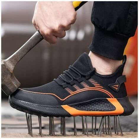 Chaussures De Sécurité De Travail En Maille Pour Hommes, Chaussures  Fonctionnelles À Bout En Acier Résistant À La Perforation, Baskets De  Construction Industrielle Légères Et Respirantes Antidérapantes, Lacets - Chaussures  Homme 