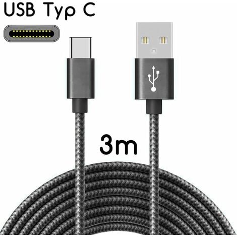 3m Usb Chargeur Type-c Câble de charge Câble d'alimentation pour