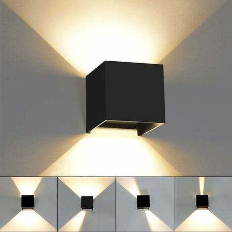 AISKDAN Applique Murale LED 12W Noir Éclairage Blanc Chaud 3000K Angle de  Faisceau Réglable Étanchéité IP65