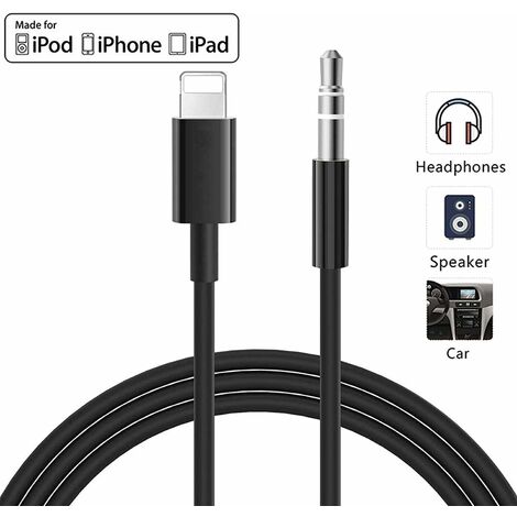 [Certifié MFi Apple] Câble auxiliaire pour iPhone, câble audio stéréo  auxiliaire mâle Lightning vers prise casque 3.5 mm de 3,3 pi