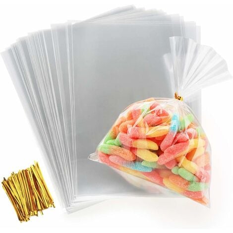 100 pièces sachets de bonbons en cellophane transparent avec
