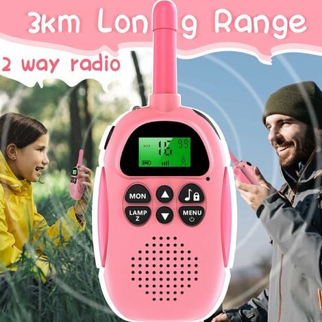 2 x Talkie Walkie Enfants, Radio à 2 Voies avec 8 Canaux Écran LCD