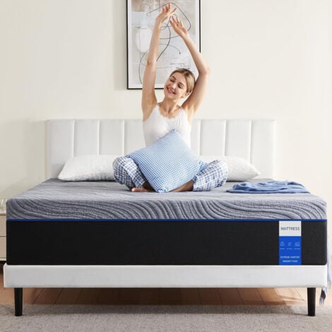 Molblly Matelas 140x190, Matelas en Mousse à mémoire de Forme, Épaisseur 22CM, Fermeté Moyenne, Confortable, Tissus Doux pour la Peau Anti-Allergique, Respirable et Extrêmement Durable