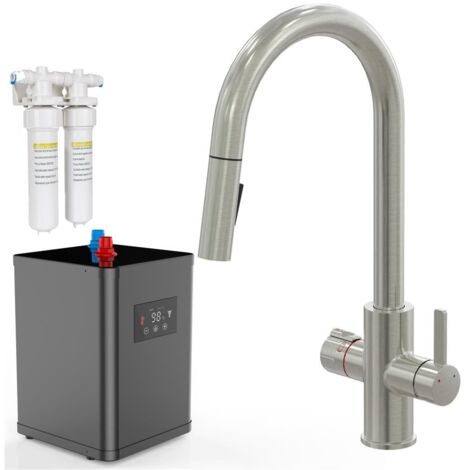 Liquida HT41CH 3 in 1 Chrome Instant Hot Water Kitchen Tap, Tank and Filter