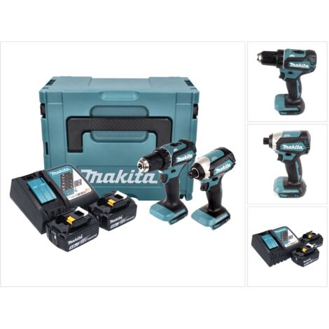 Makita DLX 2289 TJ Combo Kit 18 V mit DDF 485 Akku Bohrschrauber + DTD 153 Akku Schlagschrauber + 2x Akku 5,0 Ah + Ladegerät + Makpac