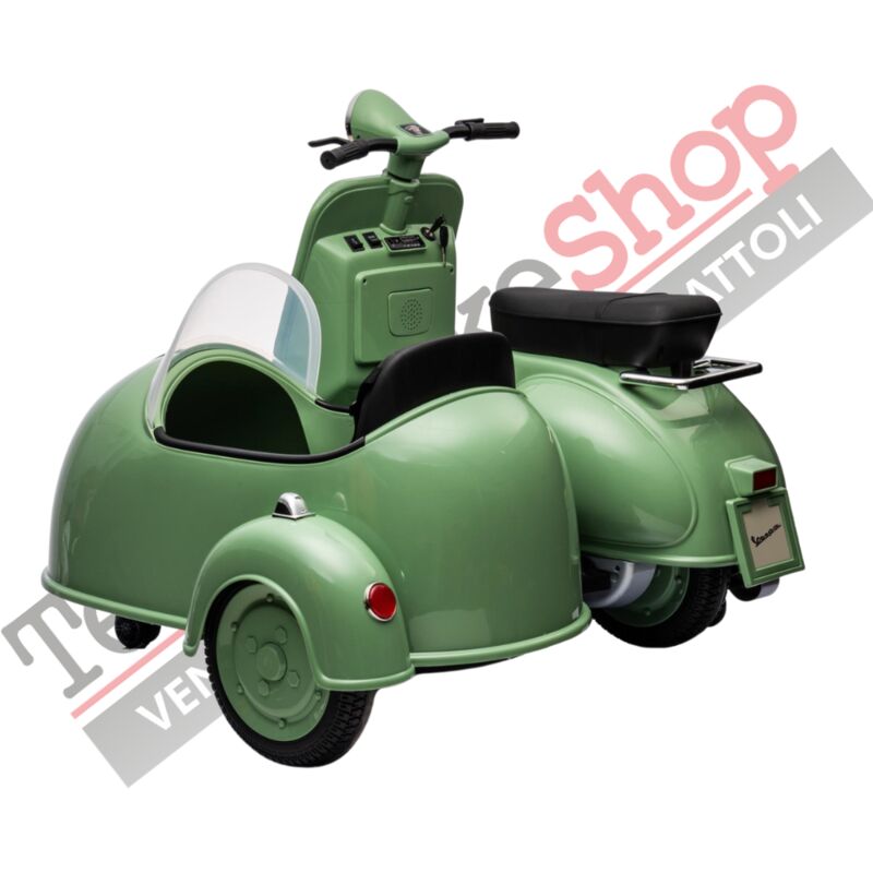 Moto Elettrica Per Bambini Vespa Sidecar Big 12V-Verde