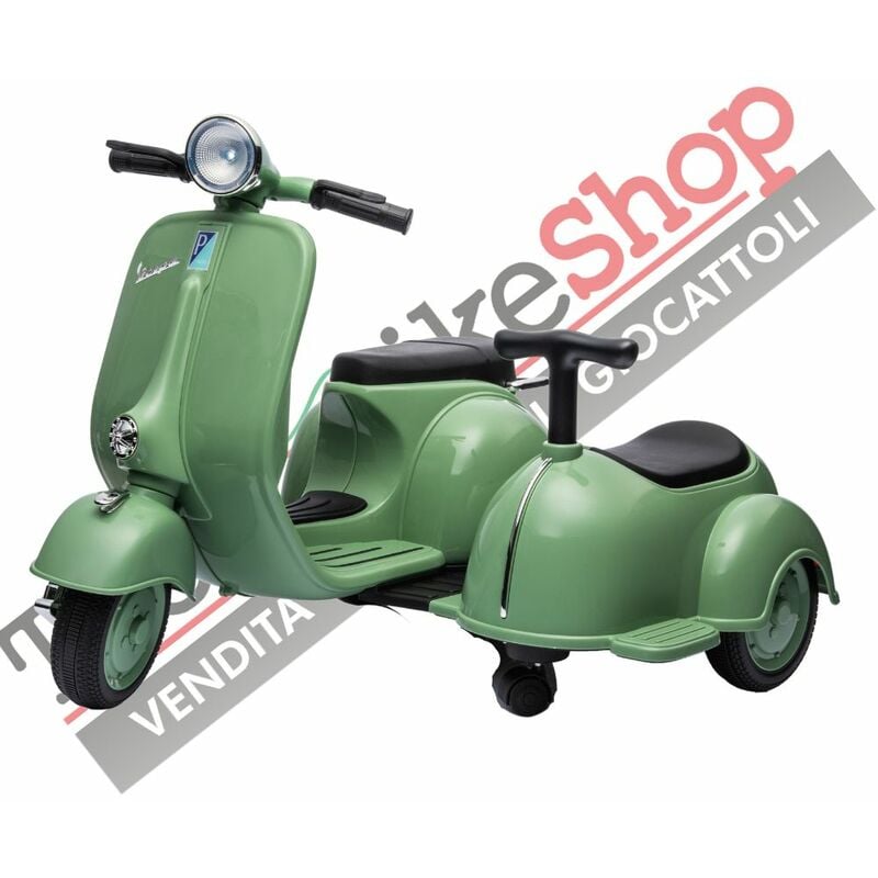 Moto Elettrica Per Bambini Vespa Sidecar Small 6V-Verde