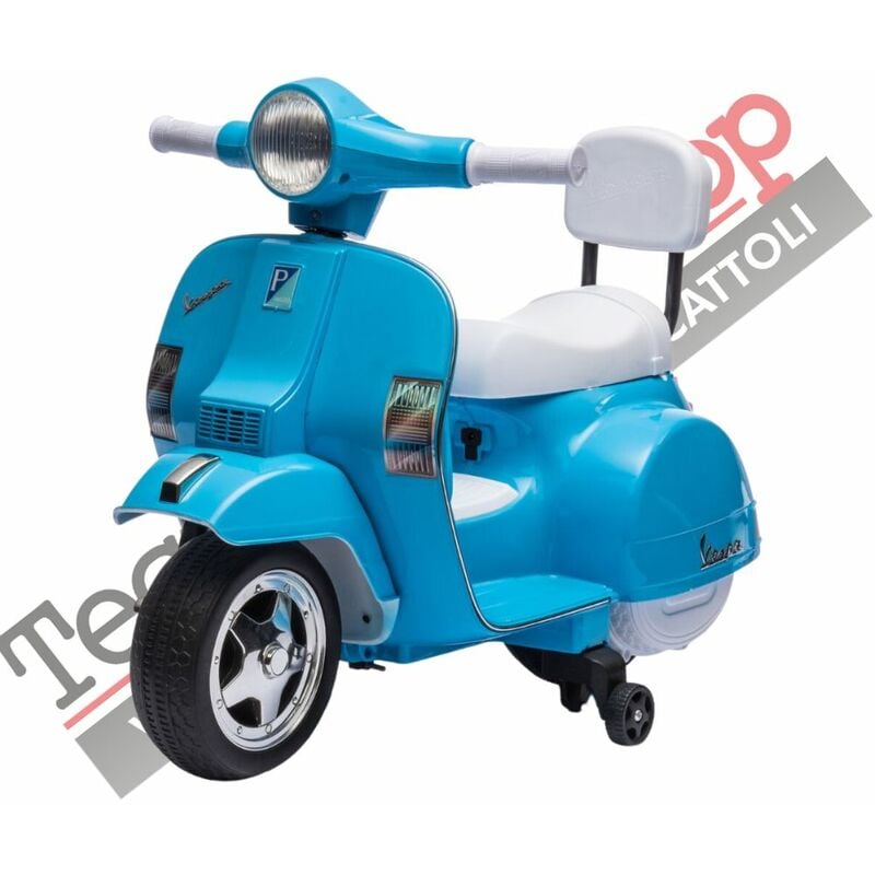 Moto Scooter Elettrico per Bambini Piaggio Mini Vespa PX Small 6V-Celeste