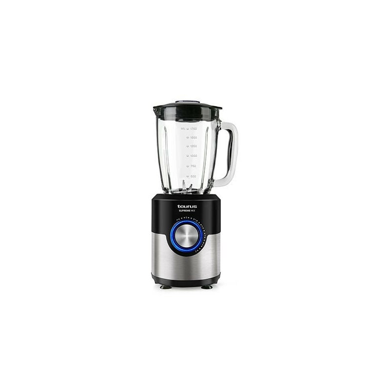 Batidora de Vaso TAURUS Supreme Mix 1200w Jarra Cristal 1,75L 5 velocidades Turbo Cuchillas 6 filos