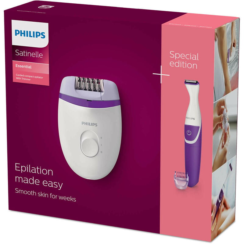 Pack Depiladora + Perfiladora Bikini PHILIPS Satinelle Essential BRP505/00 Discos cerámicos