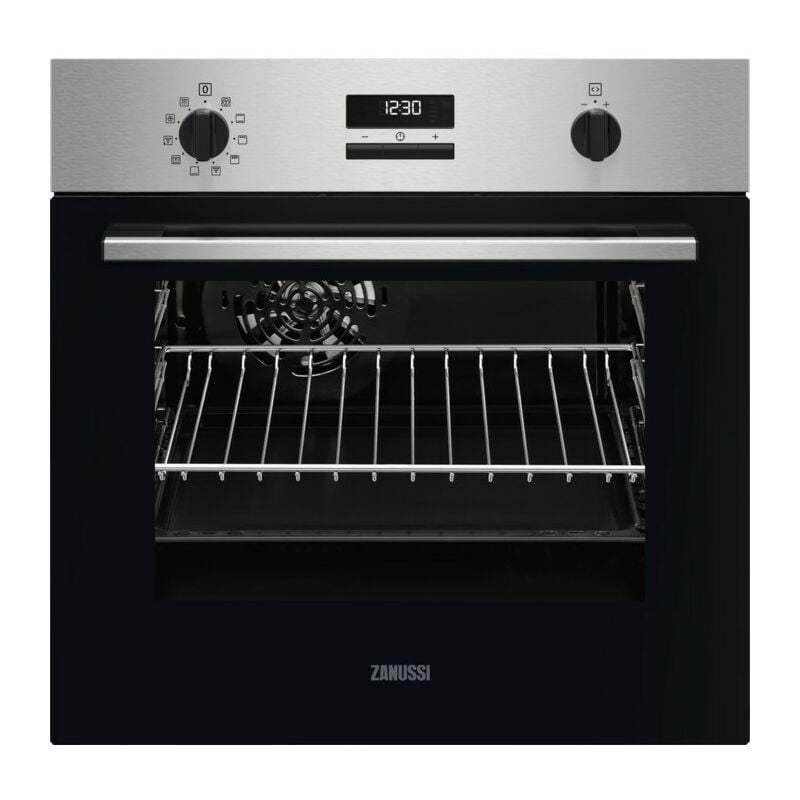 HORNO ZANUSSI PIROLITICO MULTIFUNCION 9 INOX A+ Reloj electrónico programable Mandos Fijos