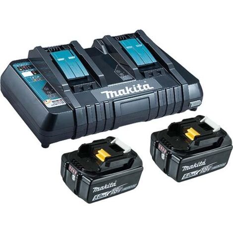 Power Source KIT avec 2x Batteries 5 Ah + Chargeur double DC18RD Makita 18 V