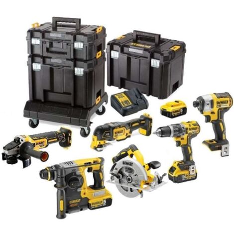 Profi-Paket 6 Maschinen 18V DEWALT + 3 Li-Ion 5Ah Akkus + Ladeger√§t + Tstak-Koffer - DCK685P3T