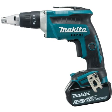 18 V Li-Ion 5 Ah MAKITA Gipskartonschrauber - 2 Akkus, Ladegerät, Koffer - DFS452RTJ
