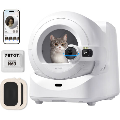 Petkit – Bac à litière automatique 70L avec caméra HD 1080P – Auto-nettoyage ultra-silencieux – Suivi santé AI – Compatible Wi-Fi 5G – Multi-chats - WIFI 5 G