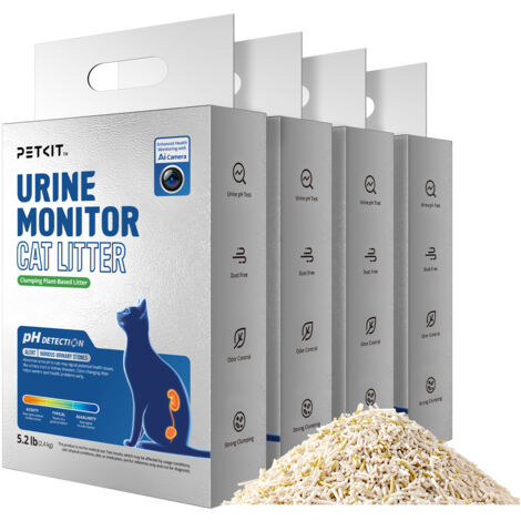 PETKIT 2025 Nouveau Moniteur d'Urine pour Litière, Litière en Tofu avec Détection de pH, Litière pour Chats en Ingrédients Végétaux 100 % Naturels avec Agrégation Supérieure, Sans Poussière et Contrôl