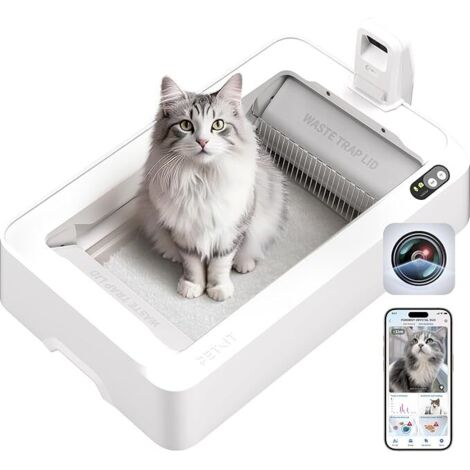PETKIT PUROBOT Crystal Duo - Litiere Chat Autonettoyante, Design Ouvert , Neutralisation Odorante Double, Caméra de Reconnaissance pour Grands Chats