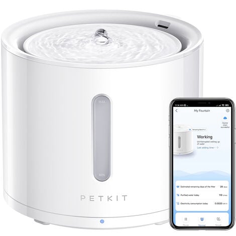 PETKIT EVERSWEET Solo 2 Pompe sans Fil，Fontaine d'eau pour Animaux, Contrôlé par l'APP, Ultra Silencieux , Mode Smart/Normal/DND, fenêtre de Niveau d'eau, Distributeur d'eau pour Chats et Chiens - 2L