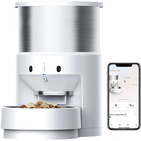PETKIT Distributeur Automatique de Nourriture pour Chiens et Chats - Bol Rotatif Automatique - Contrôle de la Portion programmable de 5 à 200 g par Repas et enregistreur Vocal 20s-5L