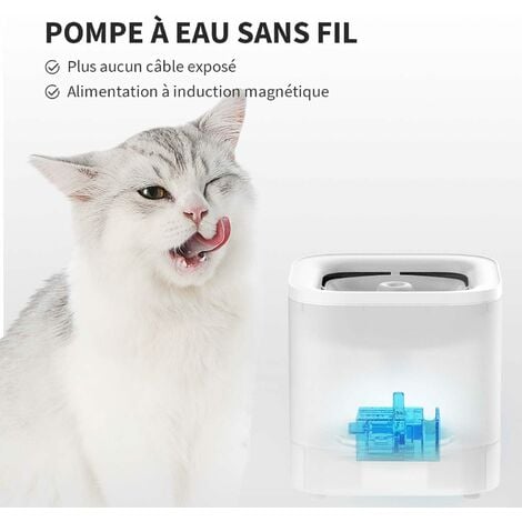 PETKIT CYBERTAIL Fontaine à Eau pour Chats 1.8L, avec Pompe à Eau sans Fil, Moins de 35dB, Filtre 3.0, Equipé de Lumières LED, pour Chats Chiens et D’Autres Animaux de Compagnie