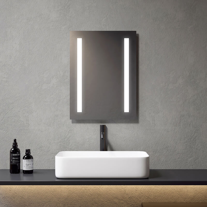 Meykoers Specchi per bagno LED Interruttore a parete 45x60cm Specchio  Parete, Risparmio Energetico IP44, Luce bianca freddo