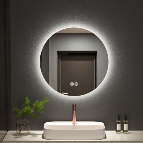 BUJOG Specchio da bagno con luce a LED Specchio da toeletta a semicerchio  Specchio senza cornice fissato al muro Specchi retroilluminati