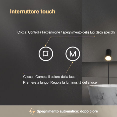 Meykoers Specchio da Bagno 70cm LED Specchio da Parete Rotondo 3 colori chiari Illuminazione con Interruttore touch + Dimmerabile + Funzione di memoria