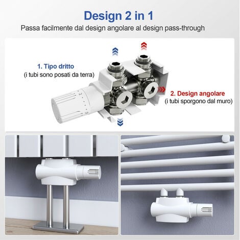 Kit installazione radiatori valvola termostatizzabile con