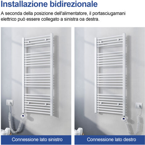 Meykoers Termoarredo elettrico Scaldasalviette Radiatore 120x40cm Bianco con LCD termostato digitale
