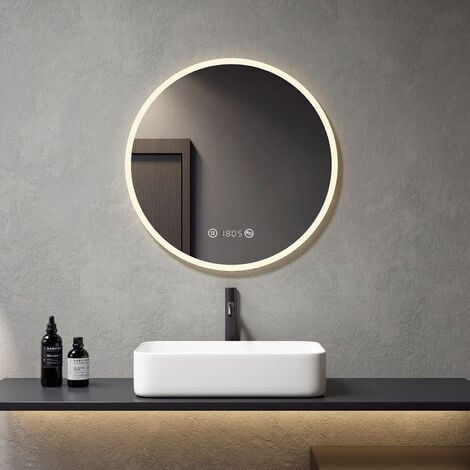 Meykoers Specchio da bagno rotondo LED con Antiappannamento e
