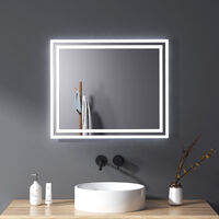 EMKE Specchio Bagno con Luce 45 x 60 cm, Specchio Bagno LED con  Interruttore Tattile +