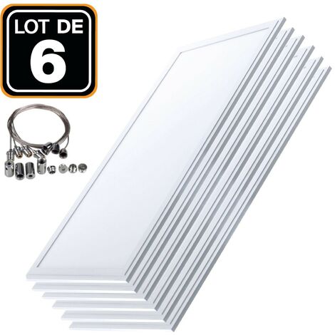6 LED-Fliesen 40W 12030 PMMA Kaltweiß 6000k + 6 Kits Kabelaufhängung