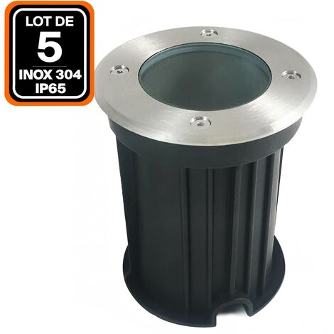 5 Bodeneinbaustrahler Rund Edelstahl 304 Eterieur IP65 GU10