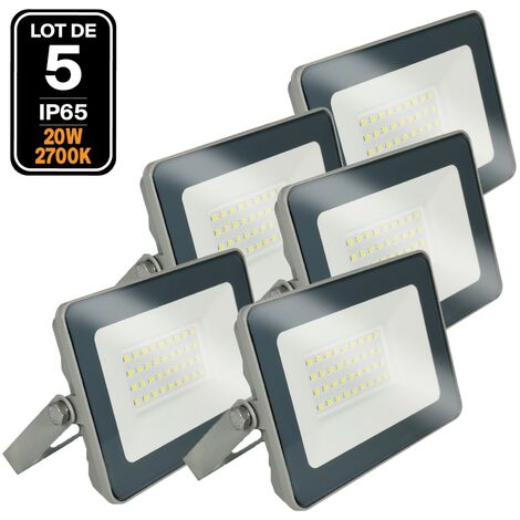 5 Projecteurs LED 20W ProLine Blanc chaud 3000K Haute Luminosité