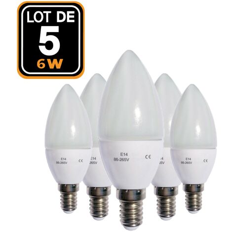 5 LED-Lampen mit Flamme E14 6W 6000K Hohe Helligkeit