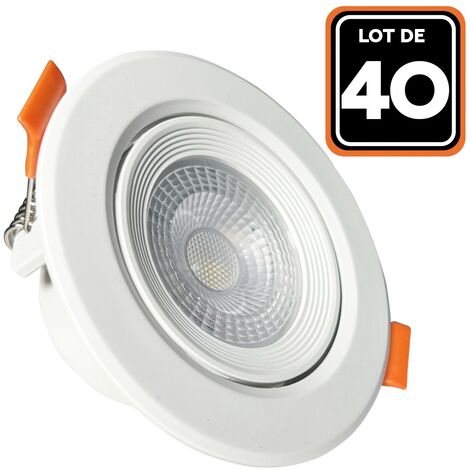 Lot de 40 Spots LED Encastrable Rond 5W - Blanc Froid 6500K