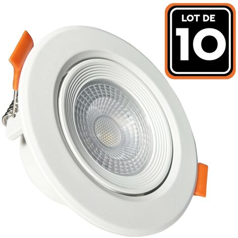 Lot de 10 Spots LED Encastrable Rond 5W - Blanc Froid 6500K