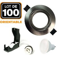 100 Einbaustrahler schwenkbar Alu gebürstet GU10 LED 5W eqv. 40W Kaltweiß 6000K