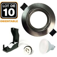 10 Einbaustrahler schwenkbar Alu gebürstet GU10 LED 7W eqv. 56W Kaltweiß 6000K