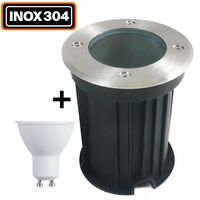 Bodeneinbaustrahler Rund Edelstahl 304 Außen IP65 + 5W GU10 Glühbirne Warmweiß 2700K