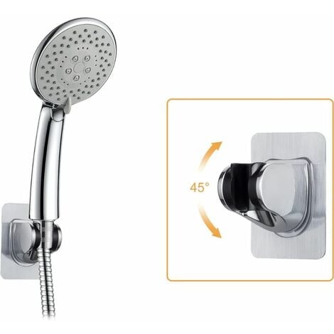 Support de pommeau de douche en métal - Réglable - Sans perçage - Pivotant  à 45 ° - Pour douchette et pommeau de douche - Argenté : :  Bricolage