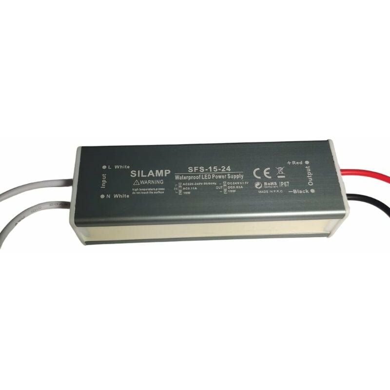 Transformateur 220V 24V IP67 15W DC 0.6A - SILAMP