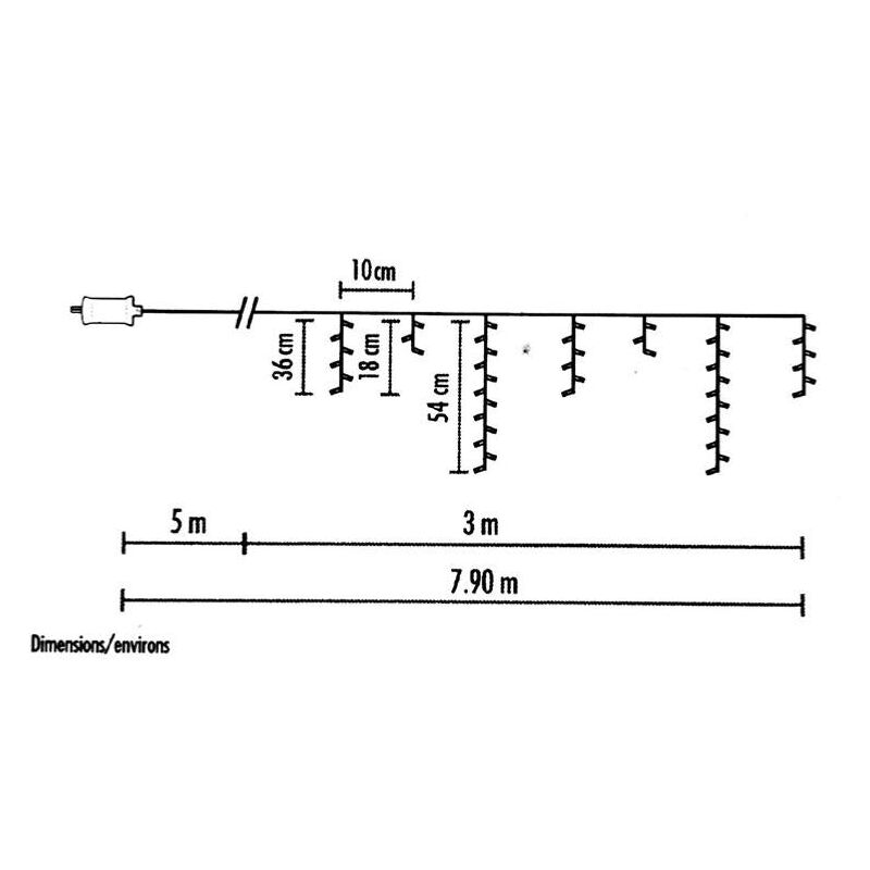 Guirlande Rideau stalactite 180LED IP44 3M avec timer - Blanc Chaud