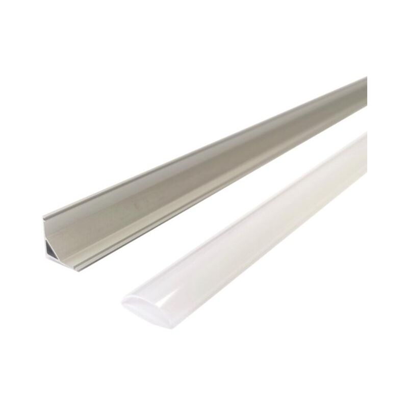 Profilé Aluminium Angle 1m pour Ruban LED Couvercle Blanc Opaque