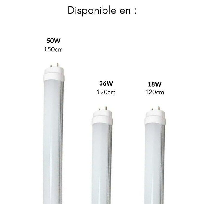 Tube Néon LED 120cm T8 20W (Pack de 10) - Blanc Chaud 2300K
