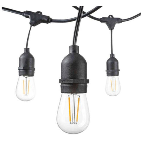 Silamp – Guirlande lumineuse d'extérieur 15M IP65 – 15 prises E27 suspendues – Pour événements extérieurs – Longue durée LED