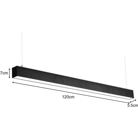 Réglette Suspendue LED Large 120cm 35W Noir - Blanc Froid 6000K - 8000K - SILAMP
