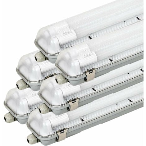 Kit de Réglette LED IP65 + 2 Tube Néon LED 150cm T8 22W (Pack de 6) - Blanc Neutre 4000K - 5500K - SILAMP