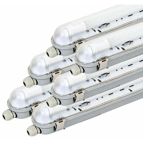 Kit de Réglette LED IP65 + Tube Néon LED 120cm T8 18W (Pack de 6) - Blanc  Neutre 4000K - 5500K - SILAMP